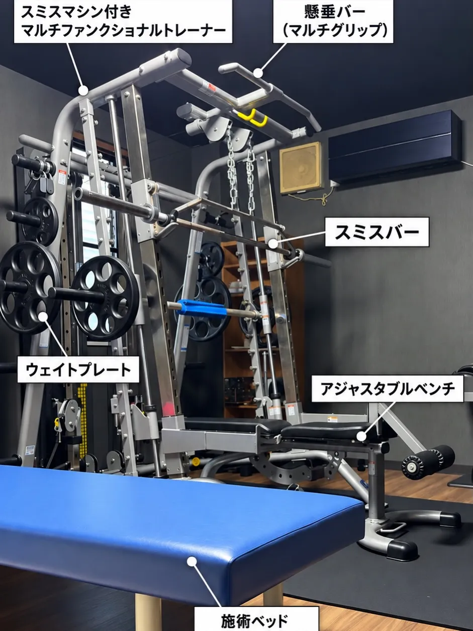 事務所の2階にあるのは筋トレルーム&酸素ルーム。